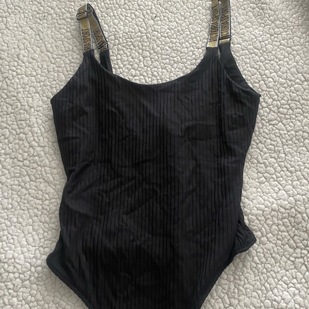 High cut black body suit